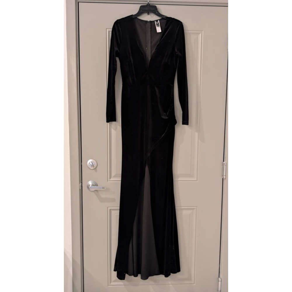 Women's Windsor Black Velvet Long Sleeve Maxi Dress M - Picture 6 of 16